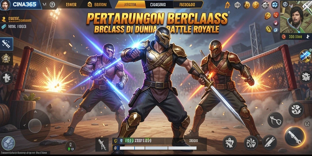 Screenshot CINA365 menampilkan aksi pertempuran mendebarkan dalam mode Battle Royale.