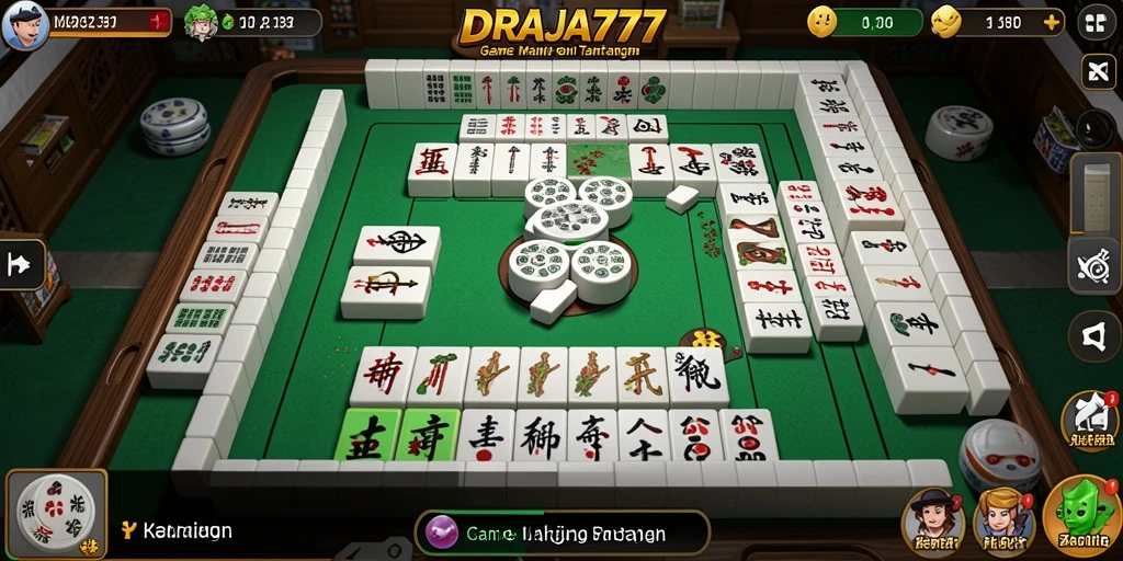 Tampilan gameplay Mahjong yang menarik dan penuh warna di DRAJA777.