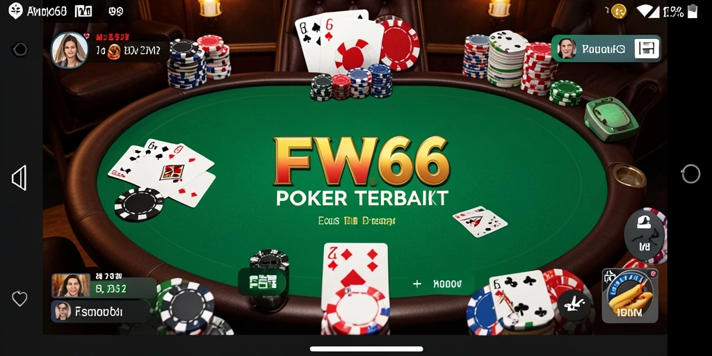 Screenshot utama FW66 menunjukkan pemain sedang beraksi di meja poker.