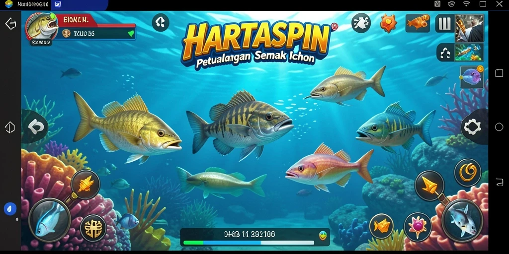 Screenshot gameplay HARTASPIN dengan aksi seru menembak ikan.