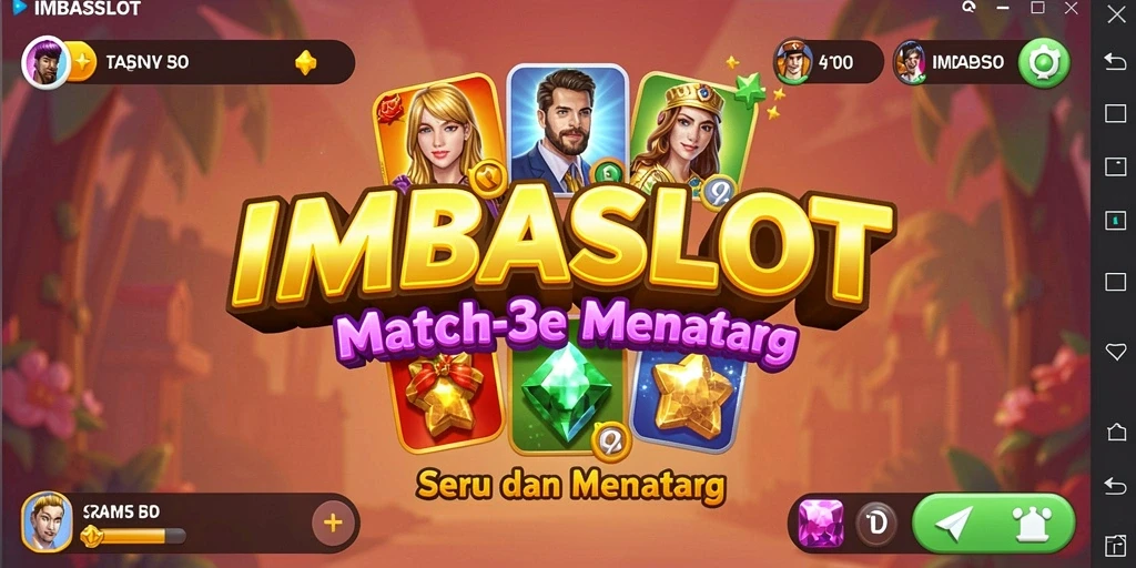 Tampilan gameplay seru IMBASLOT saat mencocokkan ikon Match-3.