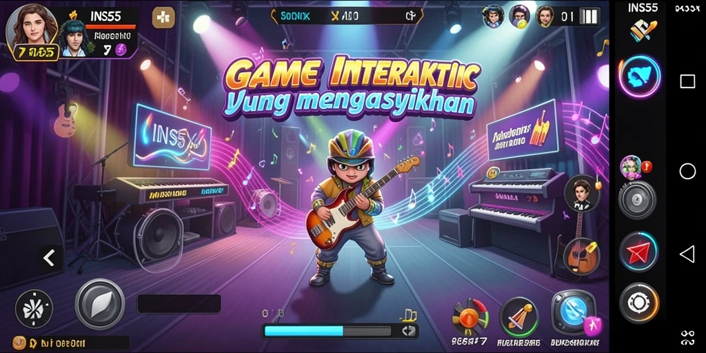 Screenshot INS55 menampilkan gameplay musik yang mengasyikkan.