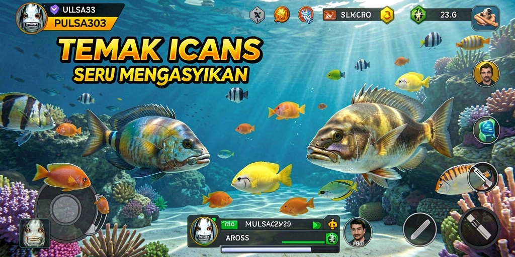 Tampilan gameplay PULSA303 dengan aksi menembak ikan yang seru.