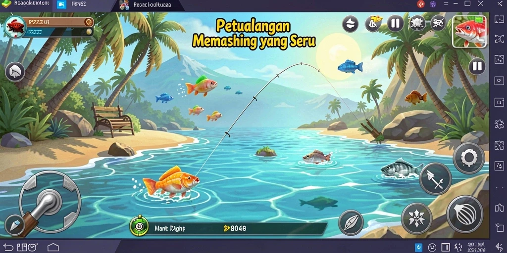 Tampilan screenshot utama RPZZZ menunjukkan aksi memancing yang seru dan menarik.