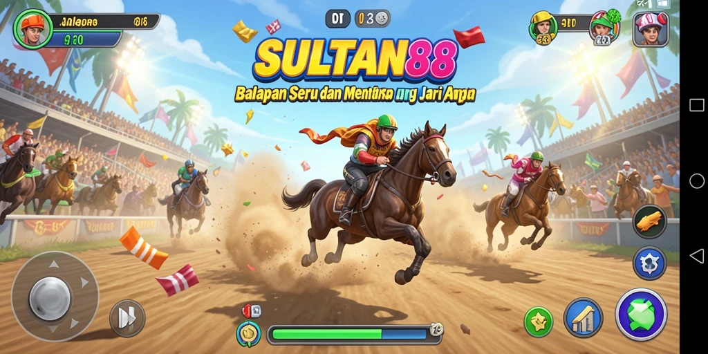 Screenshot SULTAN88 menunjukkan aksi balapan mendebarkan dengan grafis menarik.