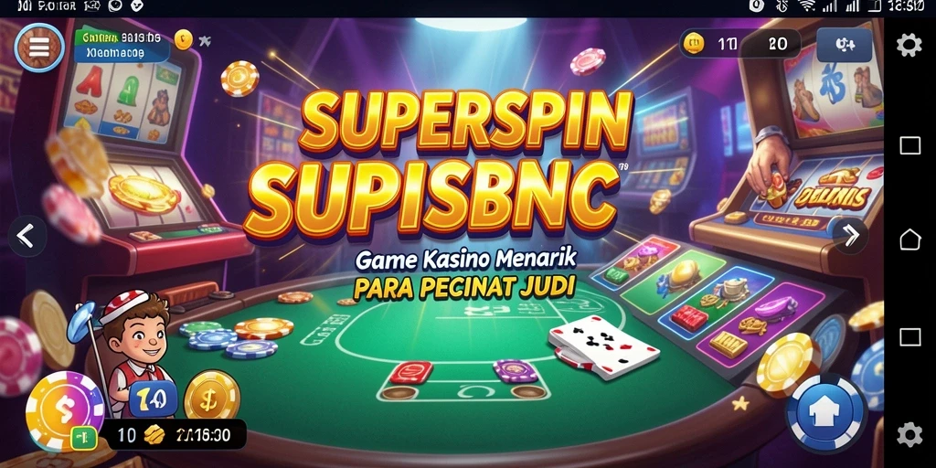 Tampilan menarik dari gameplay SUPERSPIN yang memikat pemain kasino.