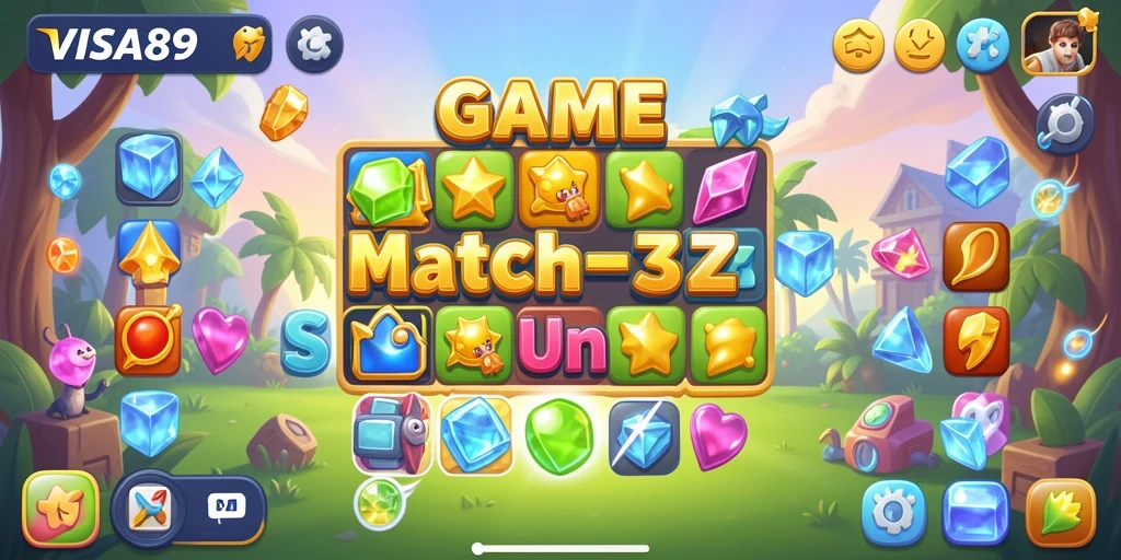 Tampilan menarik gameplay <strong>VISA89</strong> dalam aksi Match-3.