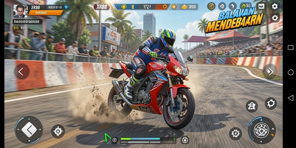 Gameplay mendebarkan saat balapan motor di XR88.